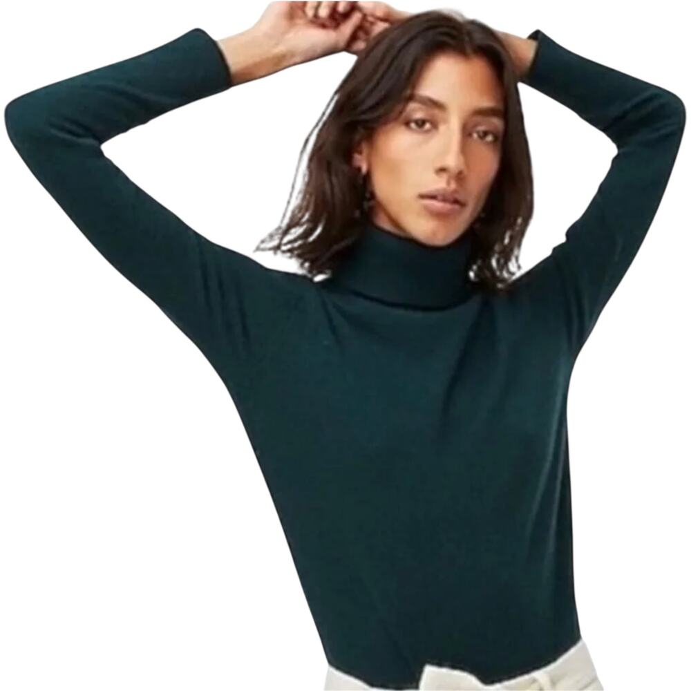 J.Crew Everyday 100% Cashmere Turtleneck Sweater Cozy Knit Snow Green Large